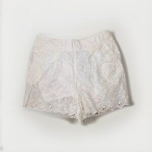 LOFT White Eyelet Scallop Hem Shorts